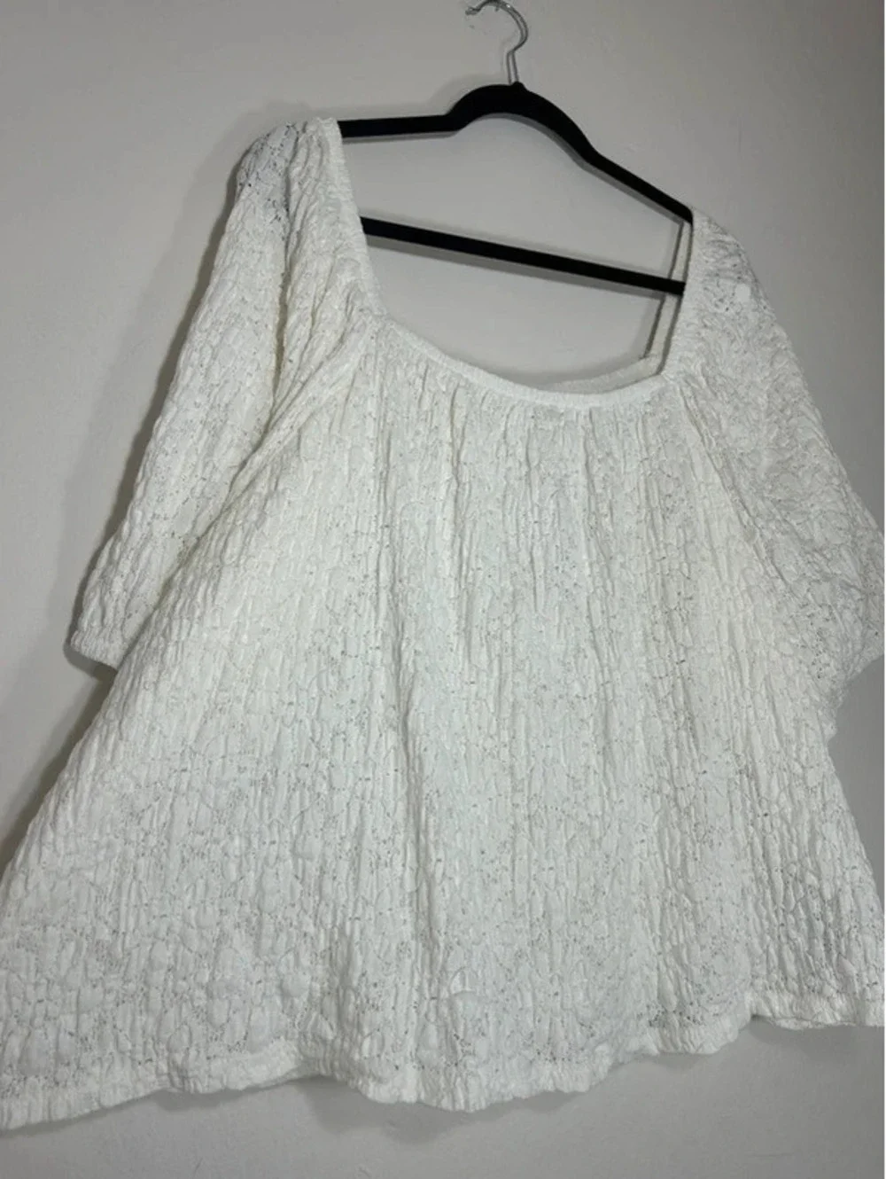 Old Navy White Eyelet Babydoll Puffy Sleeve Top